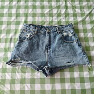 Princess Polly Distressed Cut-Off Denim Shorts US 6 UK 10